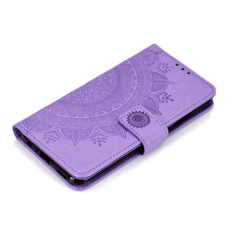 Imprinted Mandala Pattern Wallet Leather Protective Case for Huawei Honor 8X / Honor View 10 Lite - Purple