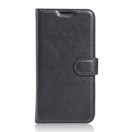 Litchi Grain Folio Flip Leather Wallet Case for Huawei P9 Lite - Black