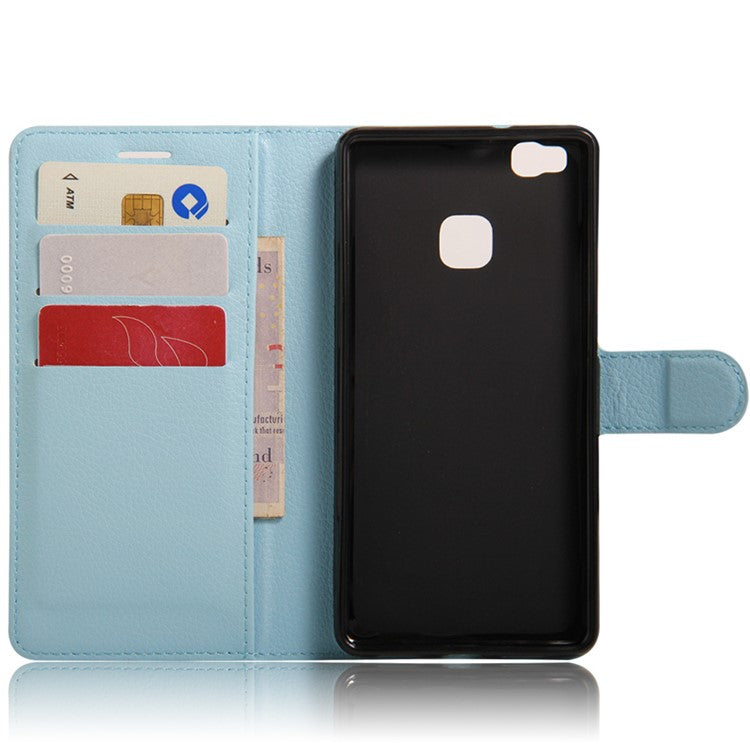 Litchi Grain Magnetic Flip Leather Cover for Huawei P9 Lite - Blue