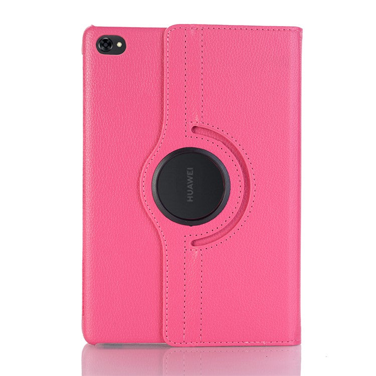 Litchi Skin Leather Tablet Cover Case with Rotating Stand for Huawei MediaPad M5 lite 10/C5 10 - Rose