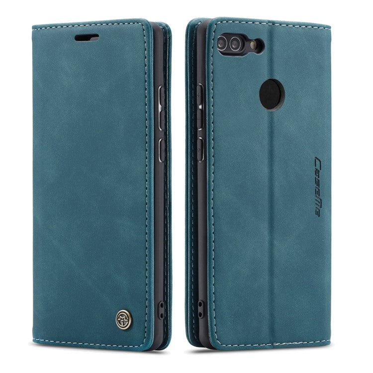 CASEME 013 Series Auto-absorbed PU Leather Wallet Stand Case for Huawei P Smart (2017) / Enjoy 7S - Blue