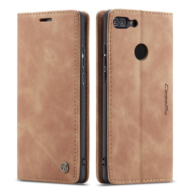 CASEME 013 Series Auto-absorbed PU Leather Wallet Stand Case for Huawei P Smart (2017) / Enjoy 7S - Light Brown