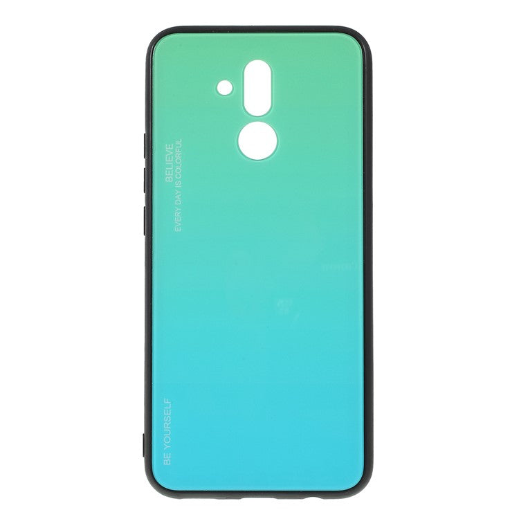 For Huawei Mate 20 Lite Gradient Color Glass + PC + TPU Hybrid Case - Green / Blue