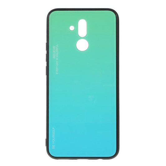 For Huawei Mate 20 Lite Gradient Color Glass + PC + TPU Hybrid Case - Green / Blue