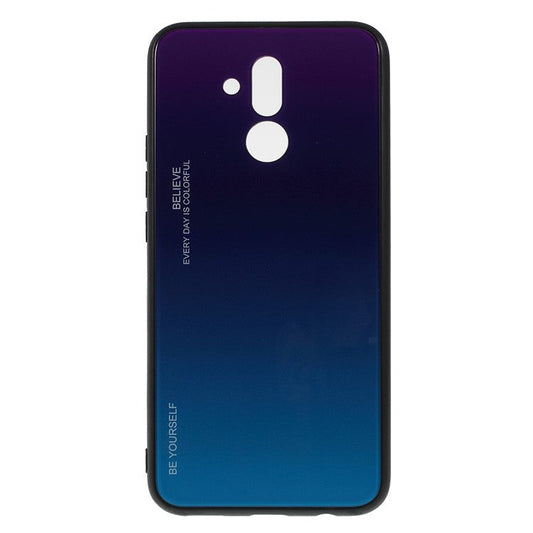For Huawei Mate 20 Lite Gradient Color Glass + PC + TPU Hybrid Case - Purple / Blue