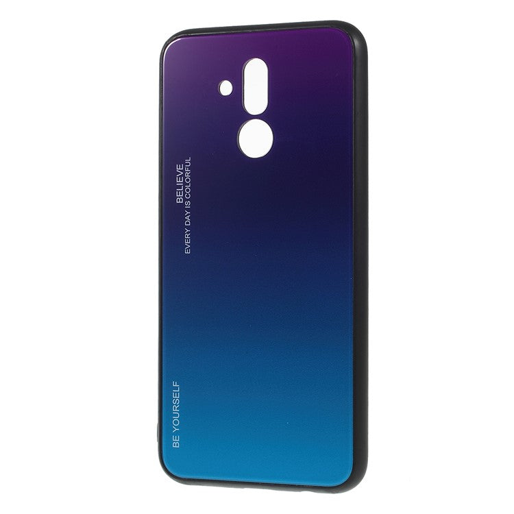 For Huawei Mate 20 Lite Gradient Color Glass + PC + TPU Hybrid Case - Purple / Blue