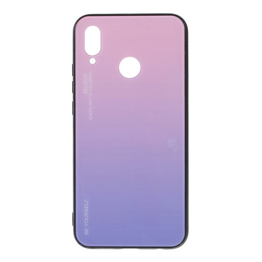 For Huawei P20 Lite / Nova 3e Gradient Color Glass + PC + TPU Hybrid Case - Pink / Blue