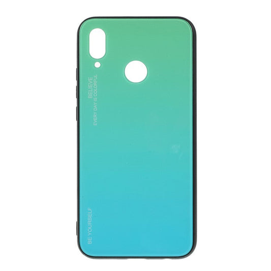 For Huawei P20 Lite / Nova 3e Gradient Color Glass + PC + TPU Hybrid Case - Green / Blue