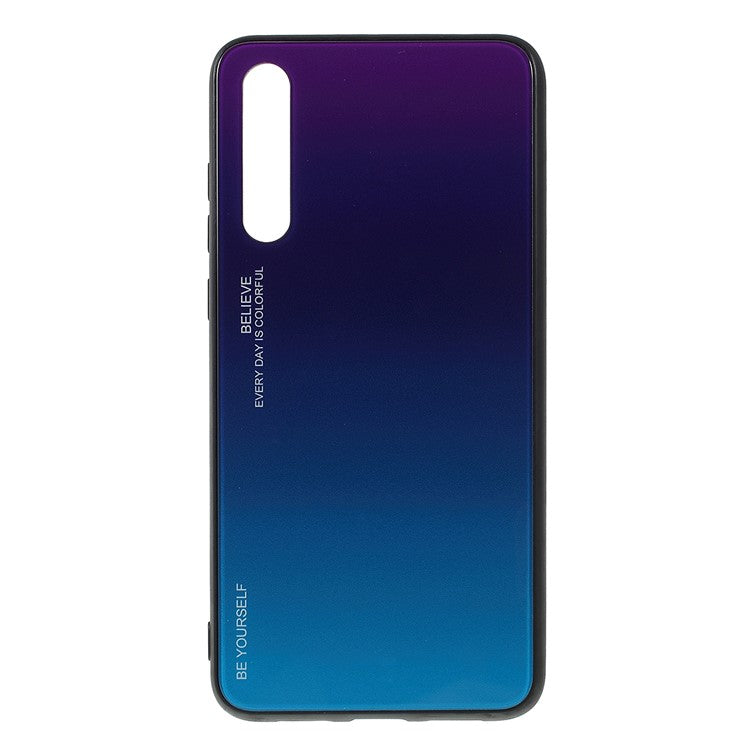 For Huawei P20 Pro Gradient Color Glass + PC + TPU Hybrid Mobile Phone Case - Purple / Blue