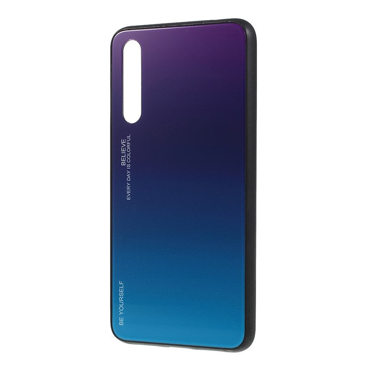 For Huawei P20 Pro Gradient Color Glass + PC + TPU Hybrid Mobile Phone Case - Purple / Blue