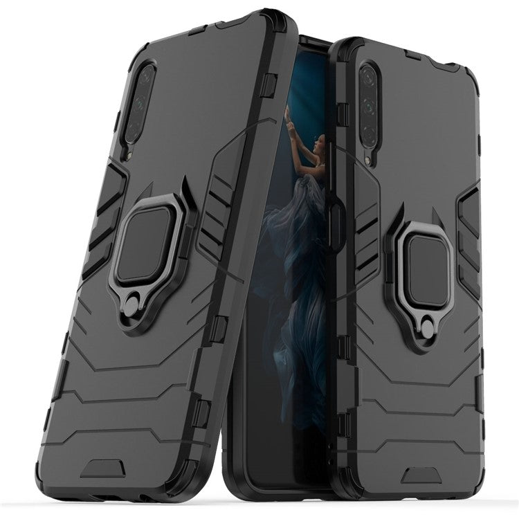 Cool Guard Finger Ring Kickstand PC + TPU Hybrid Protective Case for Huawei Honor 9X Pro - Black