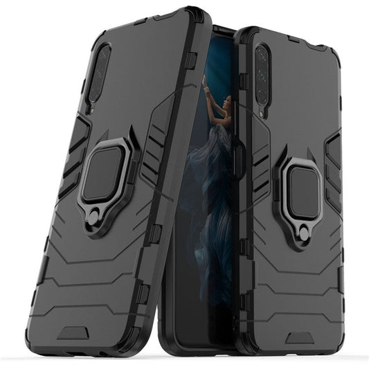 Cool Guard Finger Ring Kickstand PC + TPU Hybrid Protective Case for Huawei Honor 9X Pro - Black