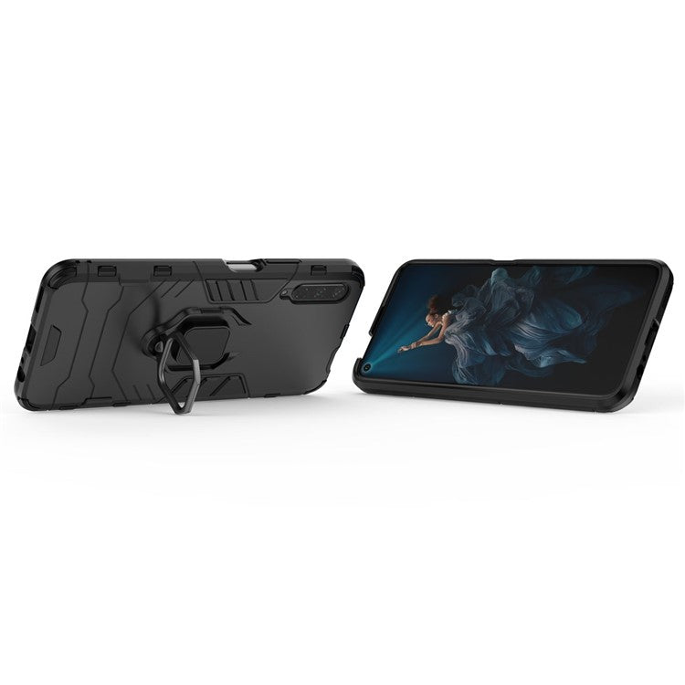 Cool Guard Finger Ring Kickstand PC + TPU Hybrid Protective Case for Huawei Honor 9X Pro - Black