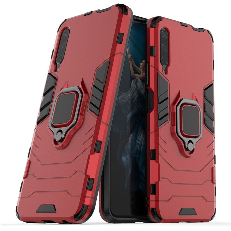Cool Guard Finger Ring Kickstand PC + TPU Hybrid Protective Case for Huawei Honor 9X Pro - Red