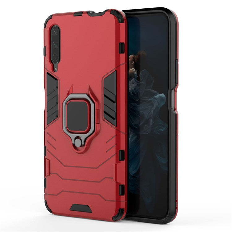 Cool Guard Finger Ring Kickstand PC + TPU Hybrid Protective Case for Huawei Honor 9X Pro - Red