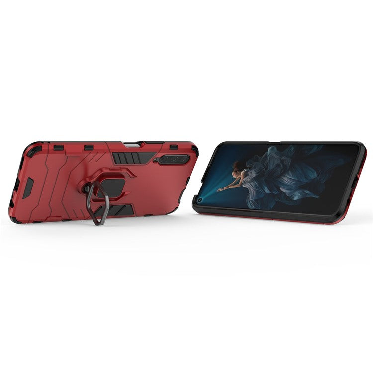 Cool Guard Finger Ring Kickstand PC + TPU Hybrid Protective Case for Huawei Honor 9X Pro - Red