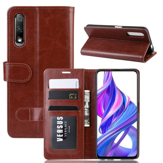 Crazy Horse Wallet Leather Wallet Stand Phone Case for Huawei Y9s/P smart Pro 2019/Honor 9X (For China)/9X Pro - Brown
