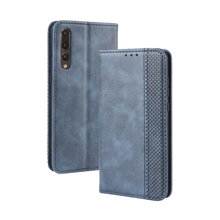 Retro Leather Wallet Phone Shell Casing for Huawei P20 Pro - Blue