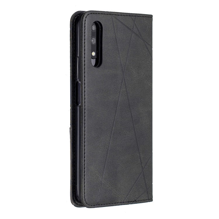 Geometric Pattern Leather Card Holder Case for Huawei Honor 9X (For China) / 9X Pro - Black