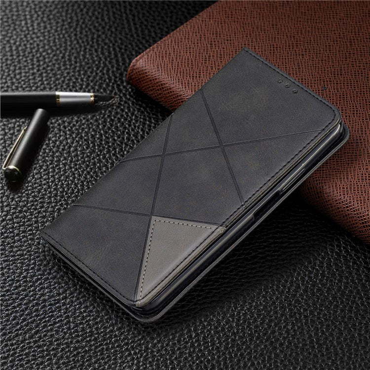Geometric Pattern Leather Card Holder Case for Huawei Honor 9X (For China) / 9X Pro - Black
