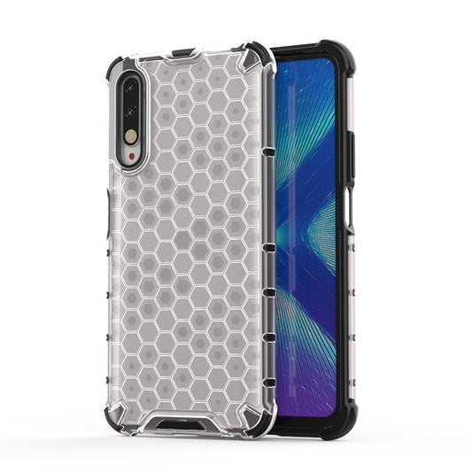 Honeycomb Pattern Shock-proof TPU + PC Hybrid Shell for Huawei Honor 9X (For China)/9X Pro - White