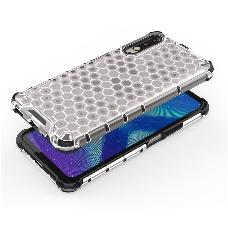Honeycomb Pattern Shock-proof TPU + PC Hybrid Shell for Huawei Honor 9X (For China)/9X Pro - White
