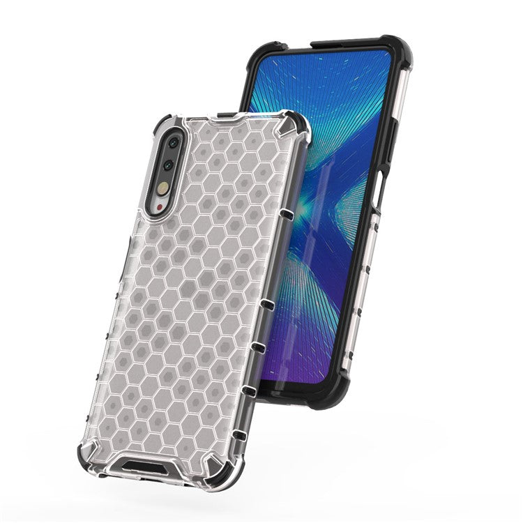 Honeycomb Pattern Shock-proof TPU + PC Hybrid Shell for Huawei Honor 9X (For China)/9X Pro - White