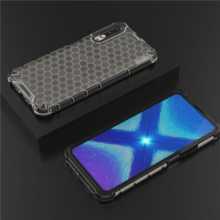 Honeycomb Pattern Shock-proof TPU + PC Hybrid Shell for Huawei Honor 9X (For China)/9X Pro - Black