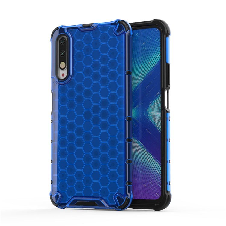 Honeycomb Pattern Shock-proof TPU + PC Hybrid Shell for Huawei Honor 9X (For China)/9X Pro - Blue
