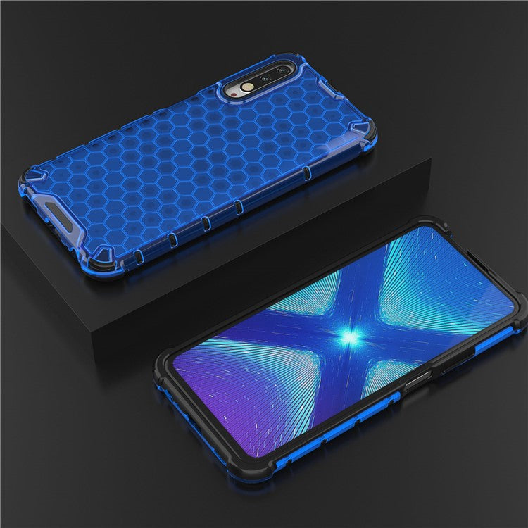 Honeycomb Pattern Shock-proof TPU + PC Hybrid Shell for Huawei Honor 9X (For China)/9X Pro - Blue
