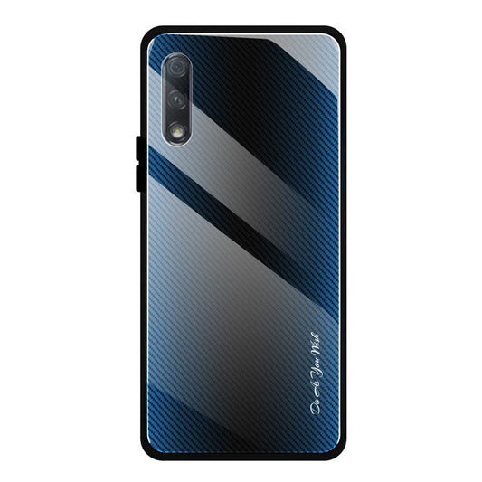 Texture Gradient Tempered Glass Phone Case for Huawei Y9s/P smart Pro 2019/Honor 9X (For China)/9X Pro - Blue