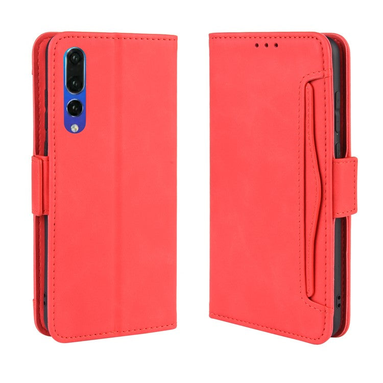 Leather Wallet Stand Phone Cover with Multiple Card Slots Shell for Huawei P20 Pro - Red