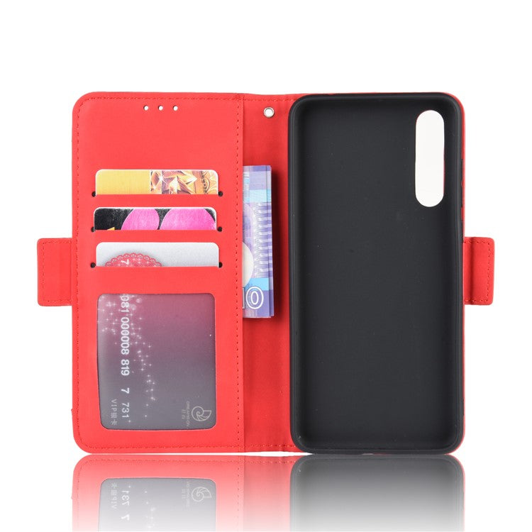 Leather Wallet Stand Phone Cover with Multiple Card Slots Shell for Huawei P20 Pro - Red