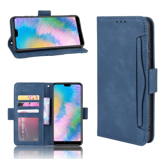 Leather Wallet Stand Phone Cover with Multiple Card Slots Shell for Huawei P20 Pro - Blue