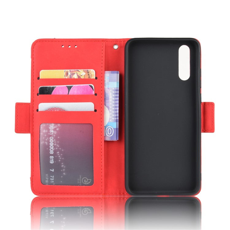 Leather Wallet Stand Phone Cover with Multiple Card Slots Protective Shell for Huawei P20 - Red