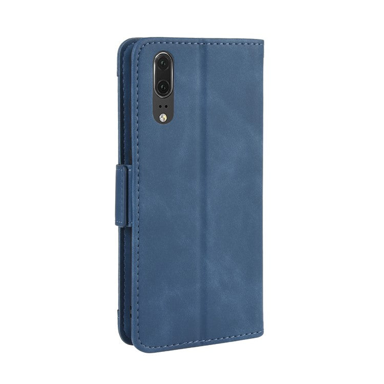 Leather Wallet Stand Phone Cover with Multiple Card Slots Protective Shell for Huawei P20 - Blue