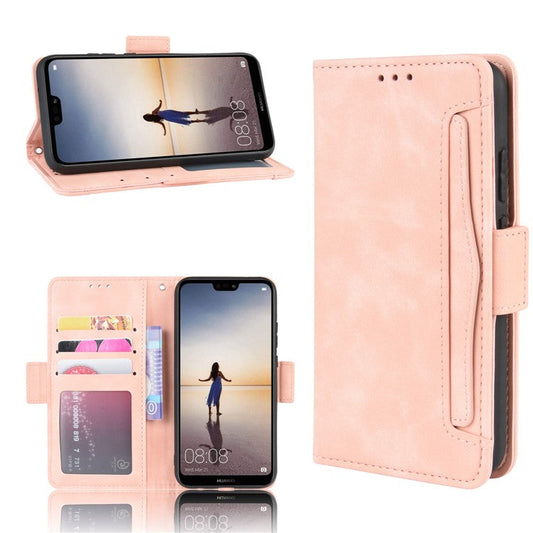 For Huawei P20 Lite (2018)/Nova 3e Protective Shell Leather Wallet Stand with Multiple Card Slots Phone Case - Pink