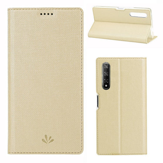 VILI DMX Cross Texture Leather Stand Case with Card Slot for Huawei Honor 9X (For China) / 9X Pro - Gold