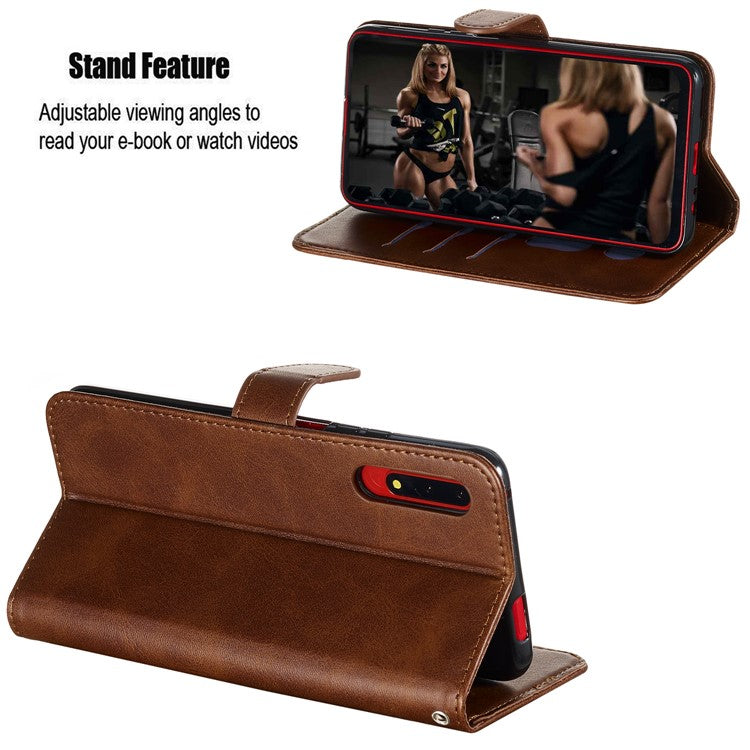 Zipper Pocket Wallet Stand Flip Leather Phone Cover for Huawei Honor 9X Pro/Honor 9X (For China) - Brown