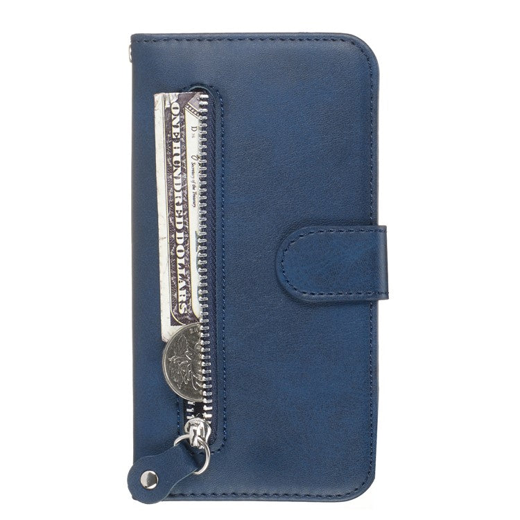 Zipper Pocket Wallet Stand Flip Leather Phone Cover for Huawei Honor 9X Pro/Honor 9X (For China) - Blue