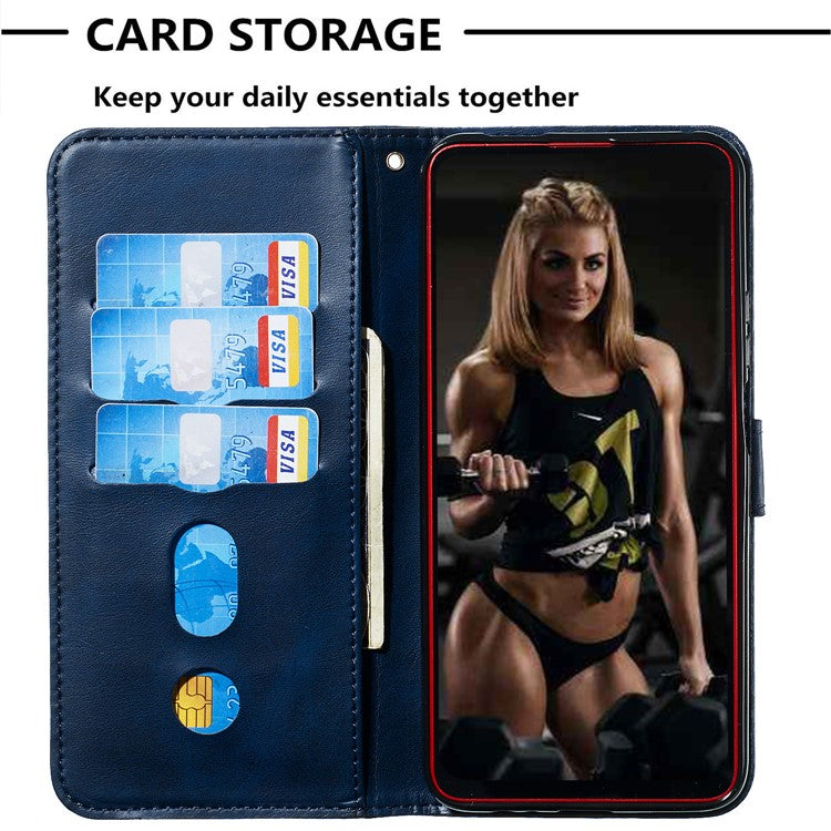 Zipper Pocket Wallet Stand Flip Leather Phone Cover for Huawei Honor 9X Pro/Honor 9X (For China) - Blue