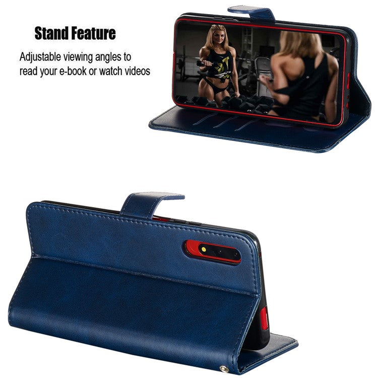 Zipper Pocket Wallet Stand Flip Leather Phone Cover for Huawei Honor 9X Pro/Honor 9X (For China) - Blue