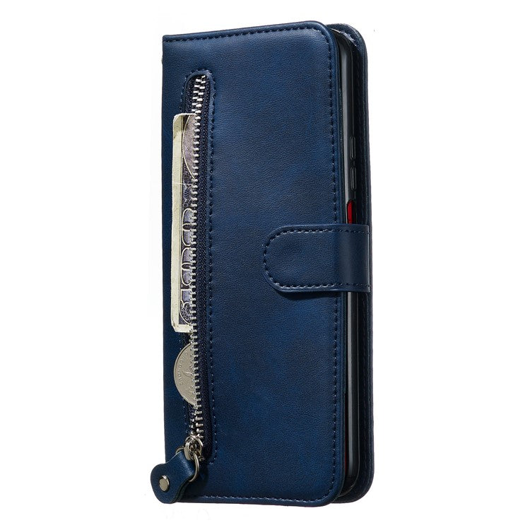 Zipper Pocket Wallet Stand Flip Leather Phone Cover for Huawei Honor 9X Pro/Honor 9X (For China) - Blue
