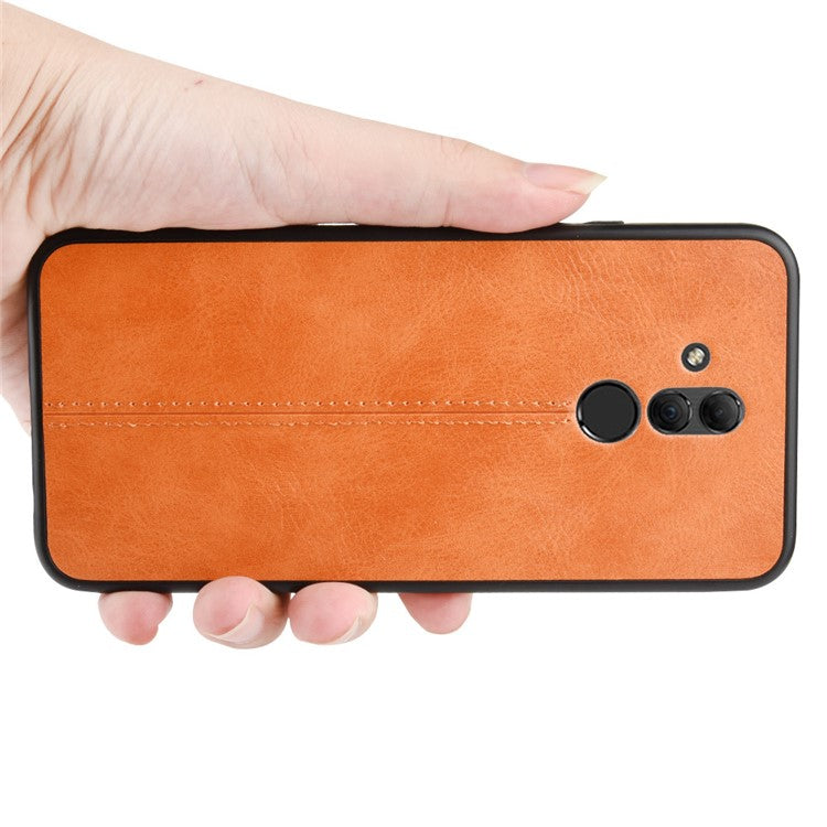PU Leather Coated PC + TPU Cell Phone Shell for Huawei Mate 20 Lite/Maimang 7 - Yellow
