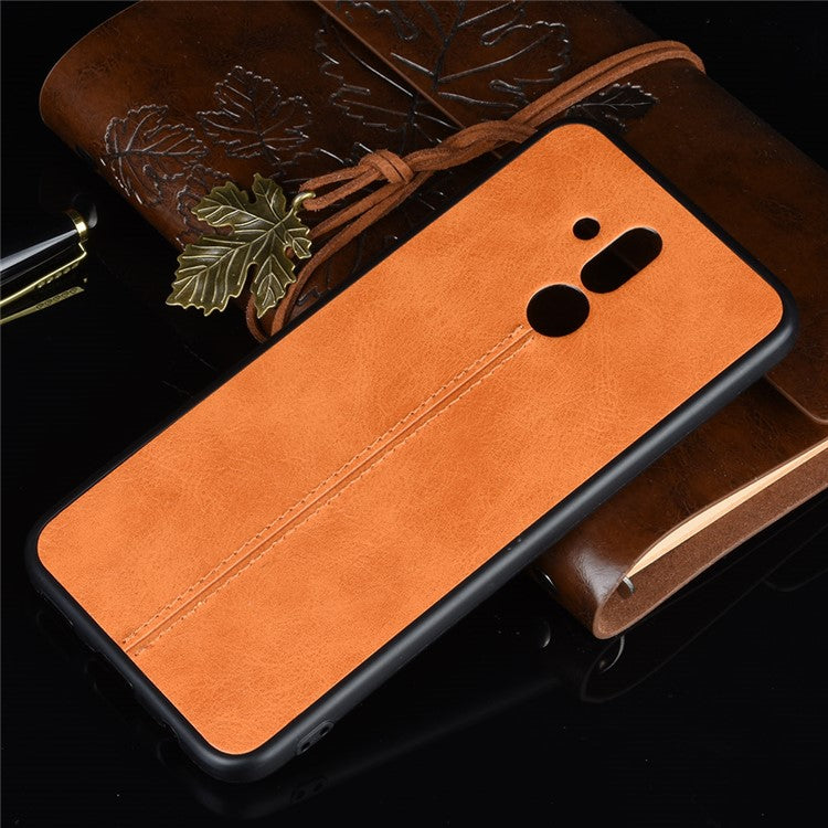 PU Leather Coated PC + TPU Cell Phone Shell for Huawei Mate 20 Lite/Maimang 7 - Yellow