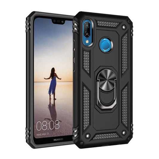 Hybrid PC TPU Kickstand Armor Phone Shell for Huawei P20 Lite (2018) / Nova 3e (China) - Black