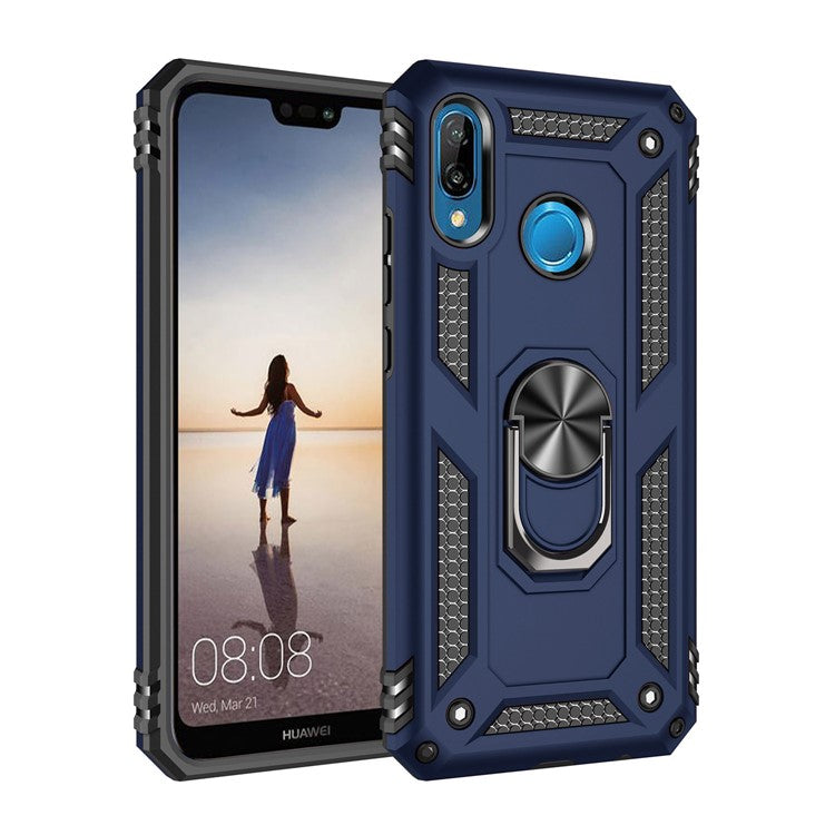 Hybrid PC TPU Kickstand Armor Phone Shell for Huawei P20 Lite (2018) / Nova 3e (China) - Blue
