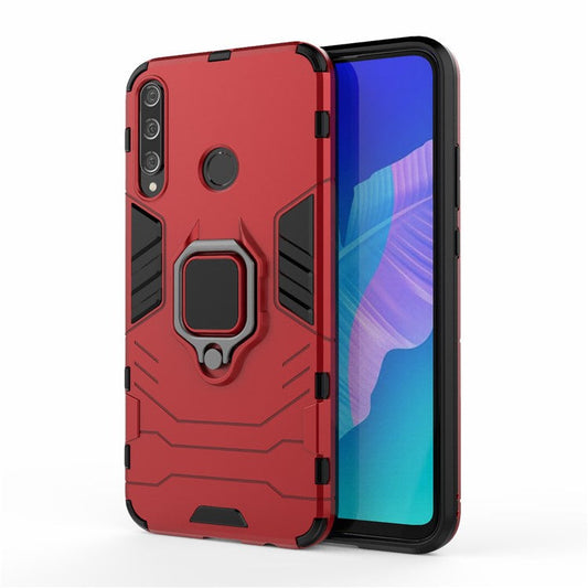 Ring Holder Kickstand PC + TPU Cell Phone Cover for Huawei Y7p/P40 lite E/Honor 9C - Red