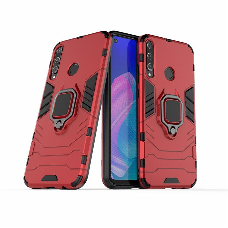 Ring Holder Kickstand PC + TPU Cell Phone Cover for Huawei Y7p/P40 lite E/Honor 9C - Red