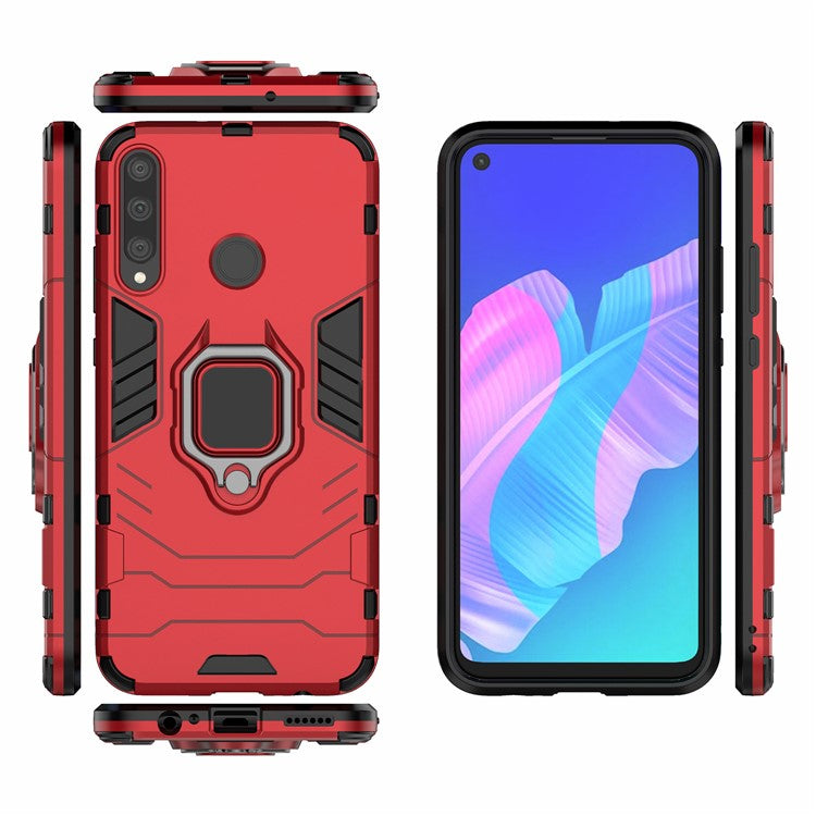 Ring Holder Kickstand PC + TPU Cell Phone Cover for Huawei Y7p/P40 lite E/Honor 9C - Red